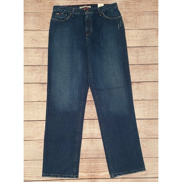 Vintage NWT Tommy Hilfiger Distressed Dark Wash Straight Leg Boyfriend Jeans - Picture 2 of 10
